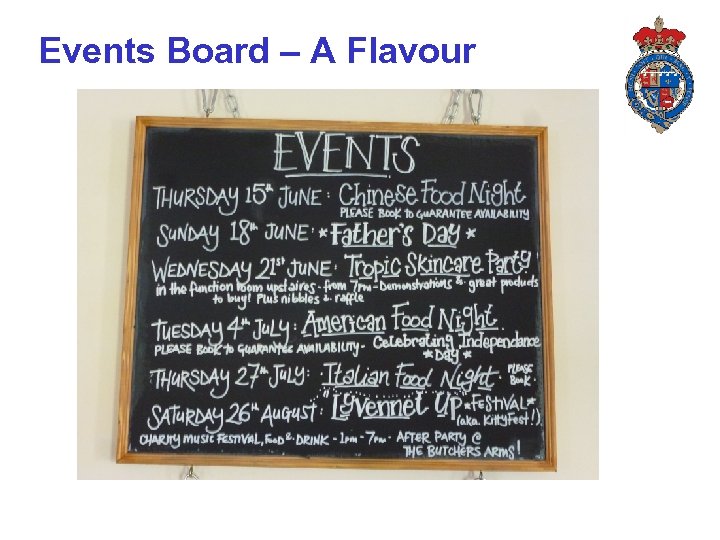 Events Board – A Flavour 