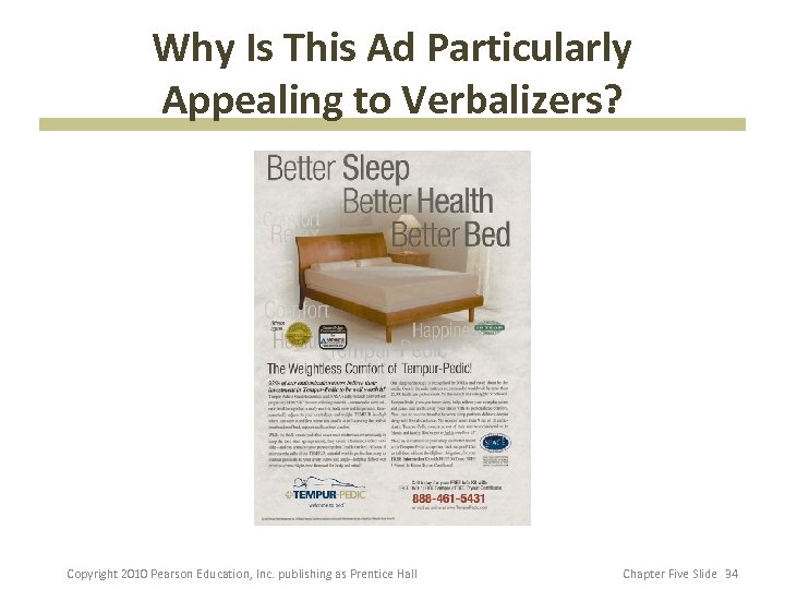 Why Is This Ad Particularly Appealing to Verbalizers? Copyright 2010 Pearson Education, Inc. publishing