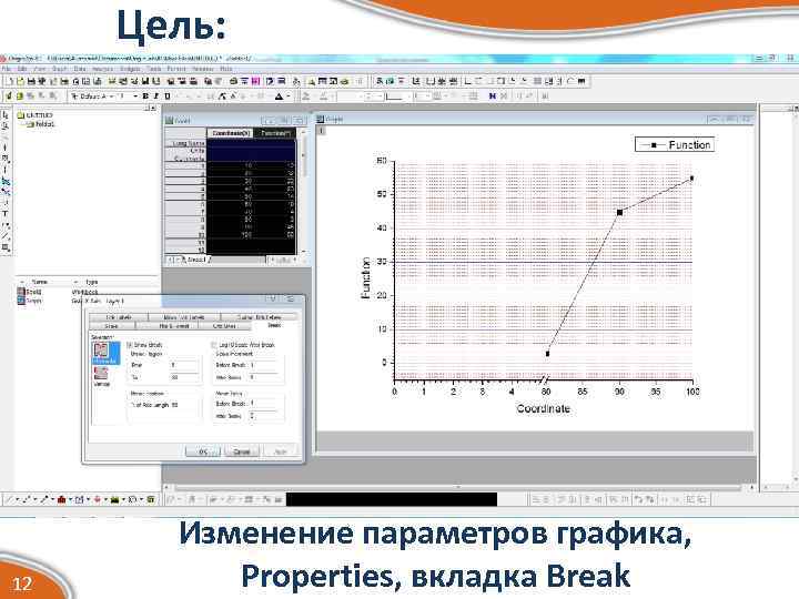 Цель: 12 Изменение параметров графика, Properties, вкладка Break 