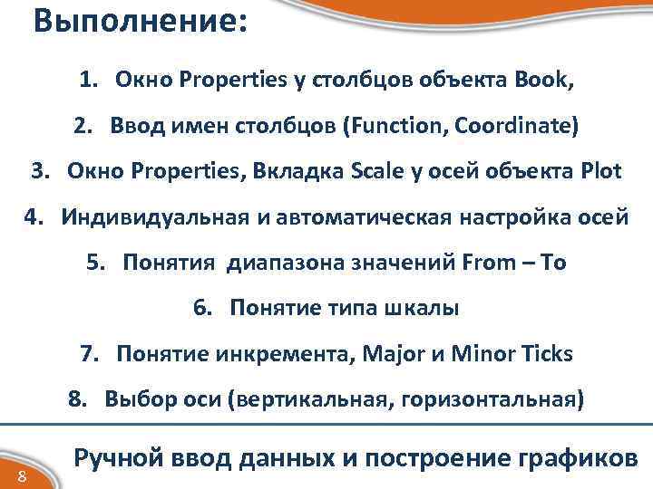 Выполнение: 1. Окно Properties у столбцов объекта Book, 2. Ввод имен столбцов (Function, Coordinate)