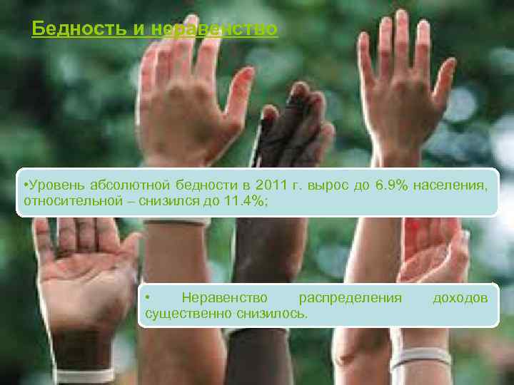 Бедность и неравенство • Уровень абсолютной бедности в 2011 г. вырос до 6. 9%