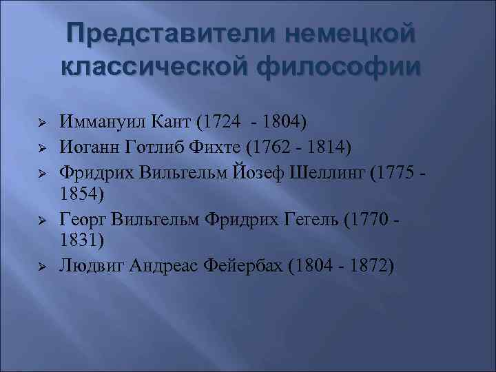 Представители немецкой классической философии Ø Ø Ø Иммануил Кант (1724 - 1804) Иоганн Готлиб