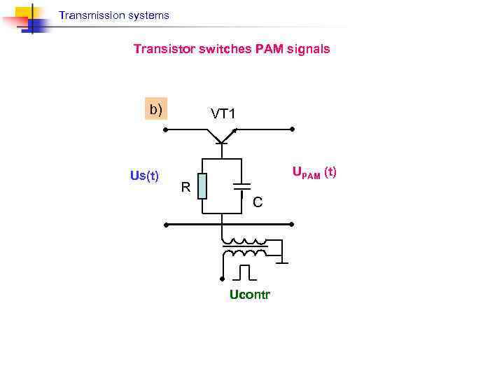 Transmission systems Transistor switches PAM signals b) VT 1 • Us(t) • UPAM (t)