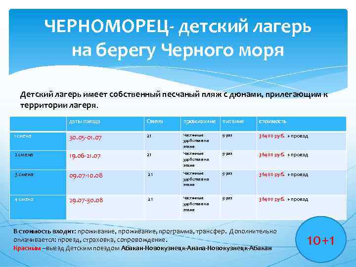 ЧЕРНОМОРЕЦ- детский лагерь на берегу Черного моря Детский лагерь имеет собственный песчаный пляж с