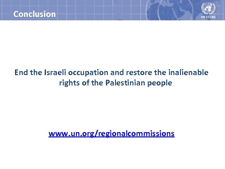 Conclusion End the Israeli occupation and restore the inalienable rights of the Palestinian people