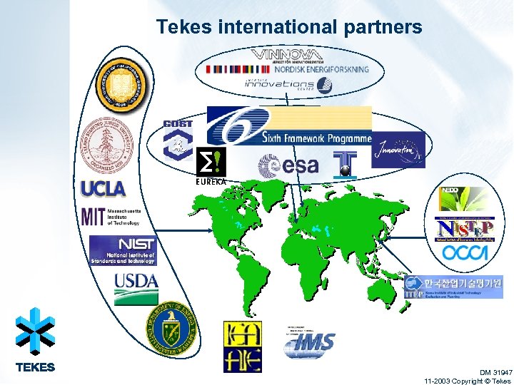 Tekes international partners DM 31947 11 -2003 Copyright © Tekes 