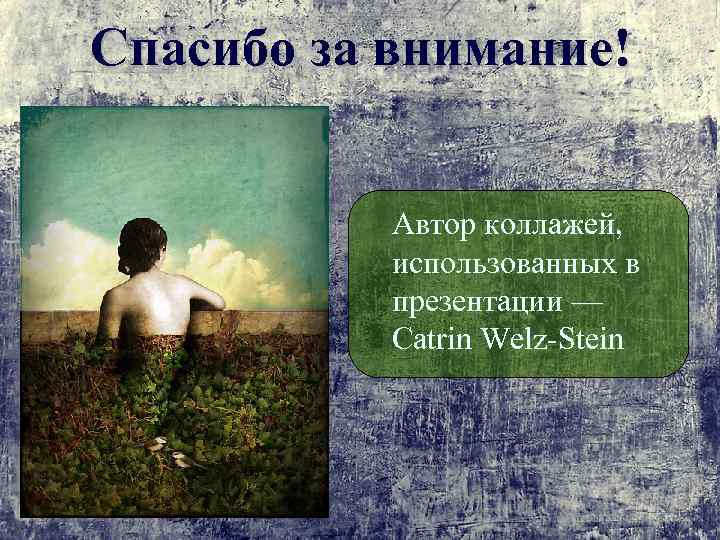 Спасибо за внимание! Автор коллажей, использованных в презентации — Catrin Welz-Stein 