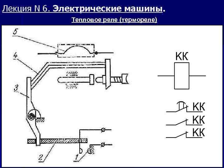 Лекция N 6. Электрические машины. Тепловое реле (термореле) 