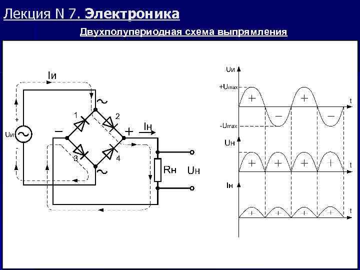 Схема выпрямления двухполупериодная мостовая