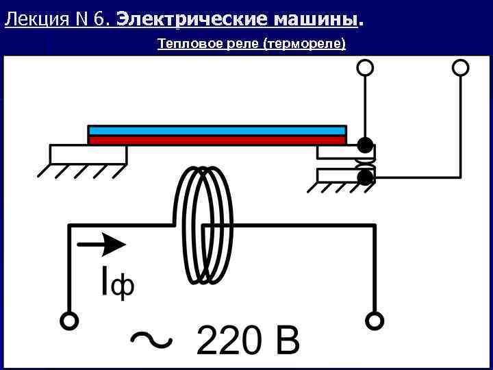 Лекция N 6. Электрические машины. Тепловое реле (термореле) 
