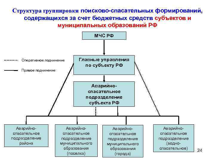 Структура группировки поисково-спасательных формирований, содержащихся за счет бюджетных средств субъектов и муниципальных образований РФ