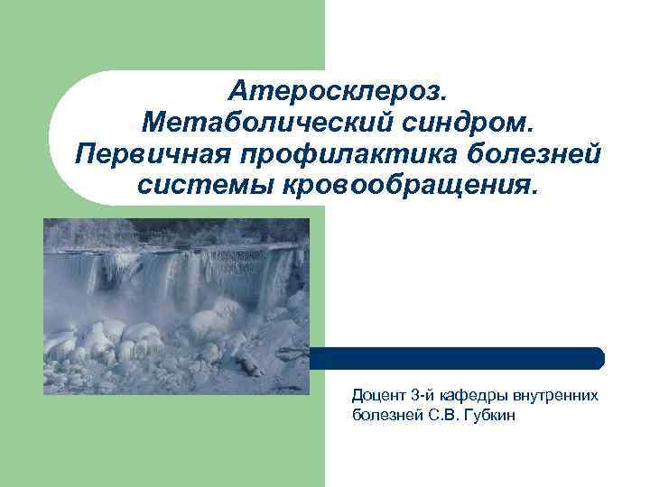 Атеросклероз. Метаболический синдром. Первичная профилактика болезней системы кровообращения. Доцент 3 -й кафедры внутренних болезней