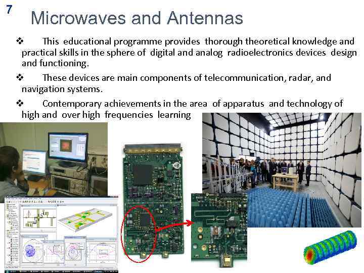 7 Microwaves and Antennas v This educational programme provides thorough theoretical knowledge and practical