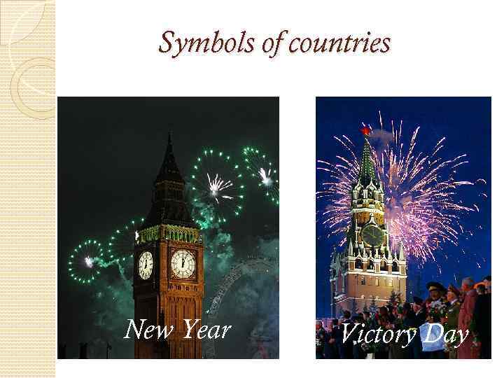 Symbols of countries New Year Victory Day 