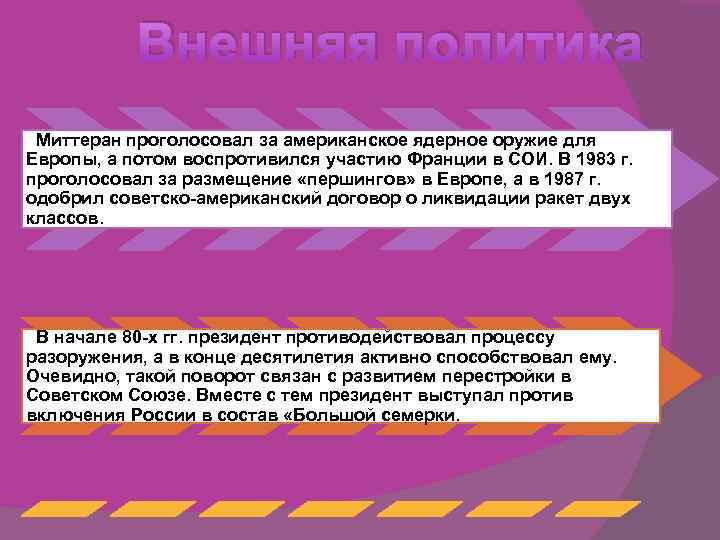 Внешняя политика Миттеран проголосовал за американское ядерное оружие для Европы, а потом воспротивился участию