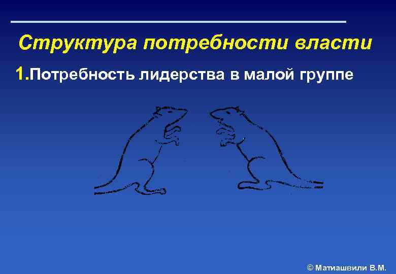 Структура потребности власти 1. Потребность лидерства в малой группе © Матиашвили В. М. 