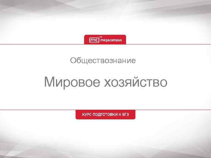 Обществознание Мировое хозяйство 