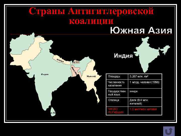 Страны Антигитлеровской коалиции Не Индия па л Бутан ш де ла нг Ба Индия