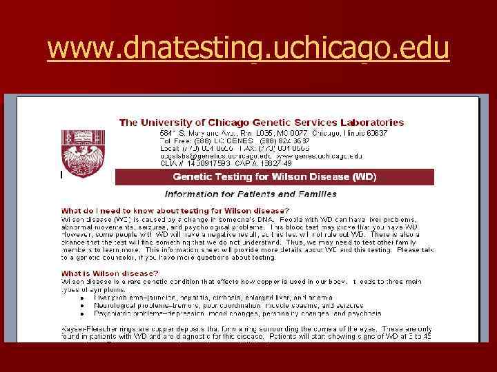www. dnatesting. uchicago. edu 