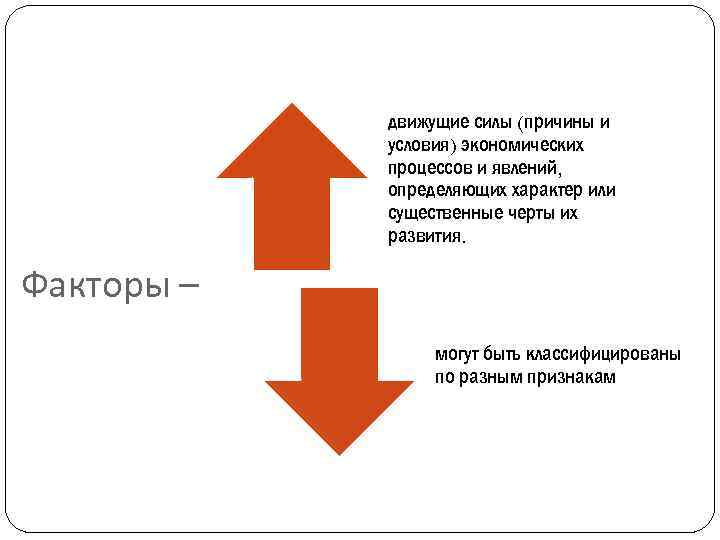 движущие силы (причины и условия) экономических процессов и явлений, определяющих характер или существенные черты