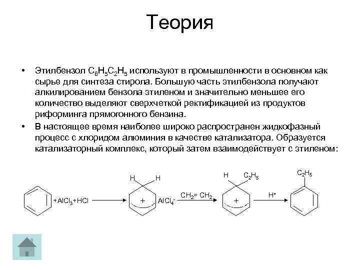 Теория H +Al. Cl 3+HCl Al. Cl 4 - CH 2= CH 2 C