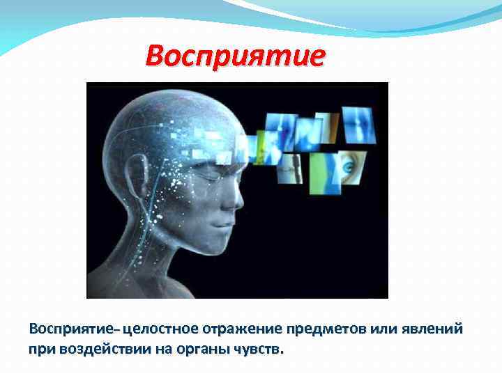 Восприятие– целостное отражение предметов или явлений при воздействии на органы чувств. 