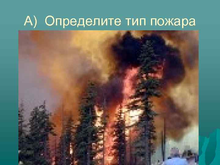 А) Определите тип пожара 