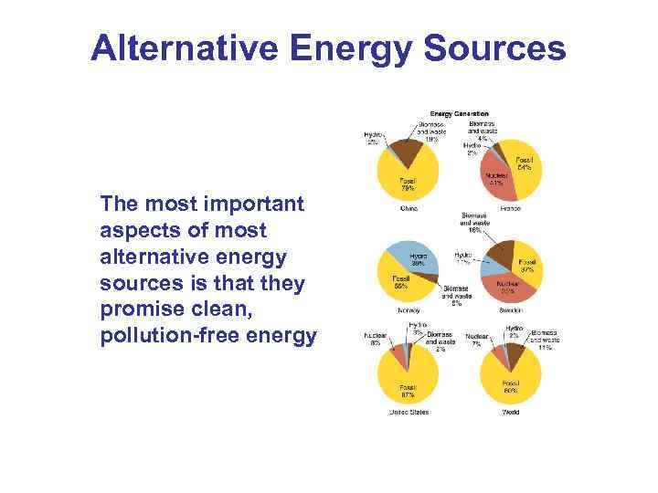Alternative Energy Sources The most important aspects of most alternative energy sources is that