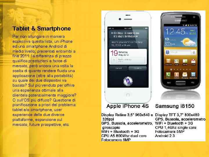 Tablet & Smartphone Per non allungare in maniera eccessiva questa lista, un i. Phone