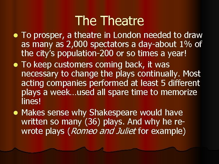 The Theatre To prosper, a theatre in London needed to draw as many as