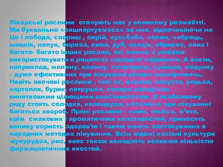 Лікарські рослини оточують нас у великому розмаїітті. Ми буквально «зашпортуємося» за них, відпочиваючи на