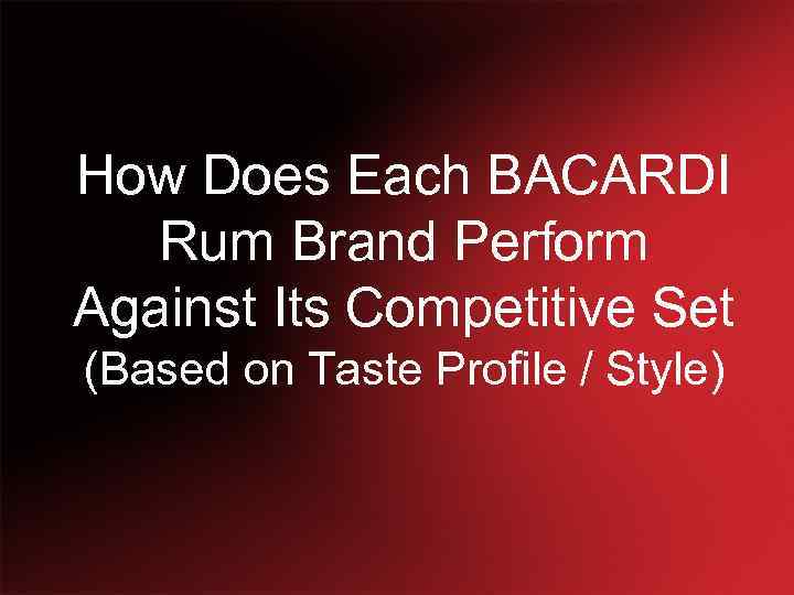 How Does Each BACARDI Rum Brand Perform Against Its Competitive Set (Based on Taste