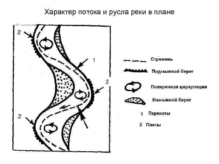 Характер потока и русла реки в плане 