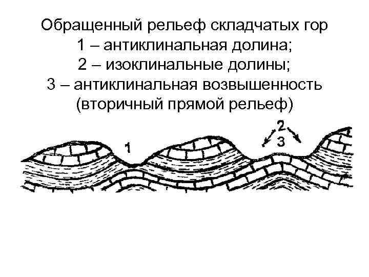 Складчатые рельефы. Обращенный рельеф. Прямой рельеф. Прямой и обращенный рельеф. Прямой и обращенный рельеф (с примерами).