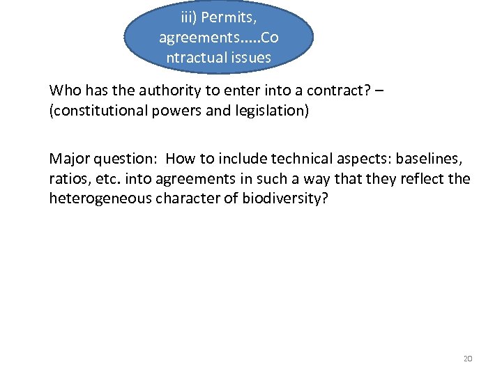 iii) Permits, agreements. . . Co ntractual issues Who has the authority to enter