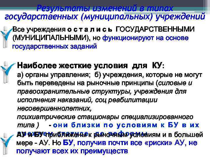 Результаты изменений в типах государственных (муниципальных) учреждений Все учреждения о с т а л