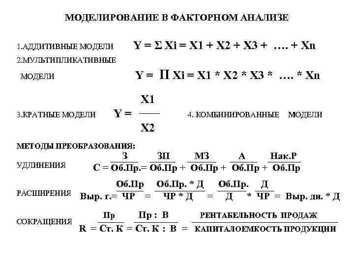 Методы факторного анализа. Аддитивная факторная модель пример формулы. Аддитивная факторная модель выражена формулой. Факторный анализ кратной модели. Факторный анализ мультипликативная модель пример.