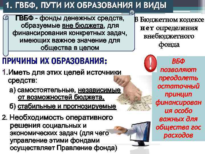 1. ГВБФ, ПУТИ ИХ ОБРАЗОВАНИЯ И ВИДЫ ГВБФ - фонды денежных средств, В Бюджетном