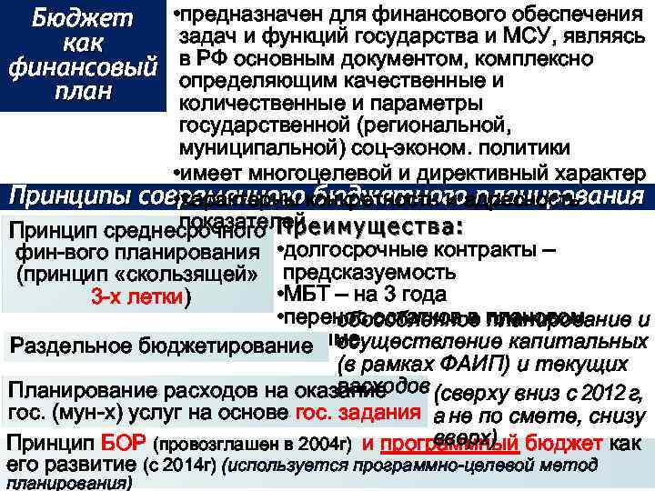  • предназначен для финансового обеспечения задач и функций государства и МСУ, являясь в