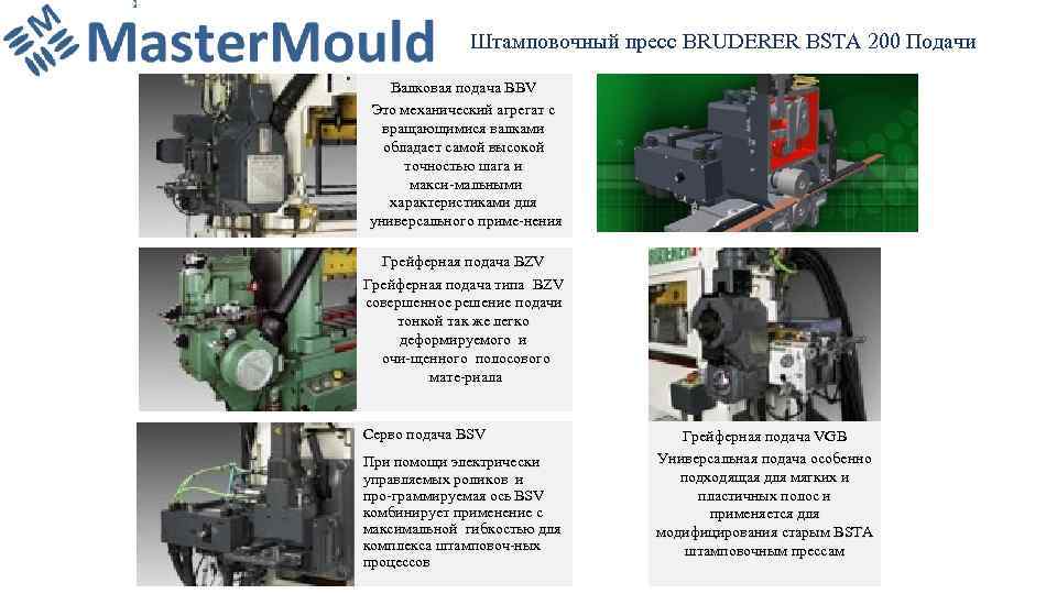 Штамповочный пресс BRUDERER BSTA 200 Подачи Валковая подача BBV Это механический агрегат с вращающимися