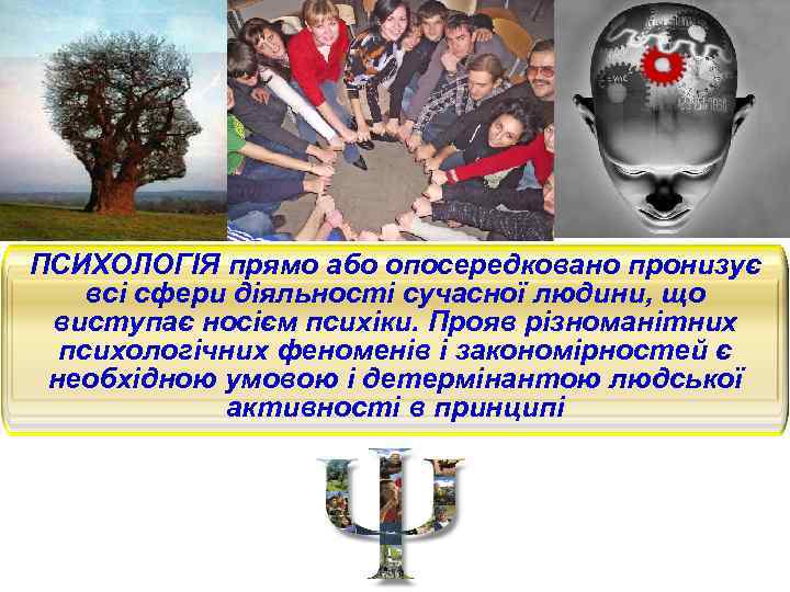 ПСИХОЛОГІЯ прямо або опосередковано пронизує всі сфери діяльності сучасної людини, що виступає носієм психіки.
