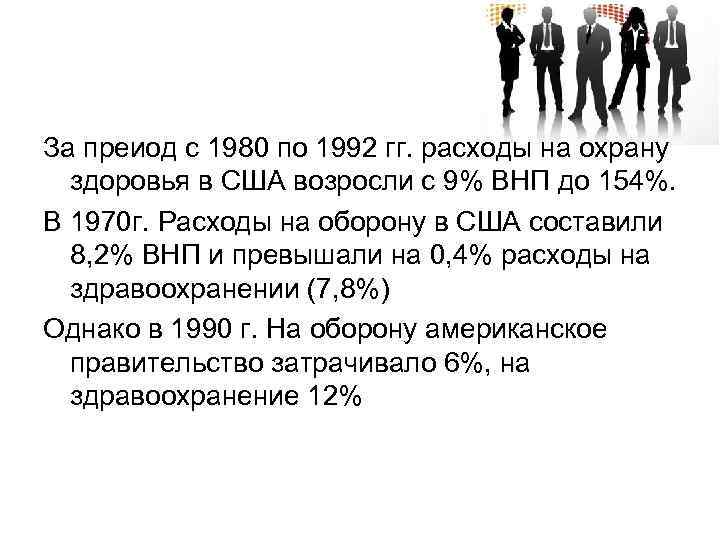 За преиод с 1980 по 1992 гг. расходы на охрану здоровья в США возросли