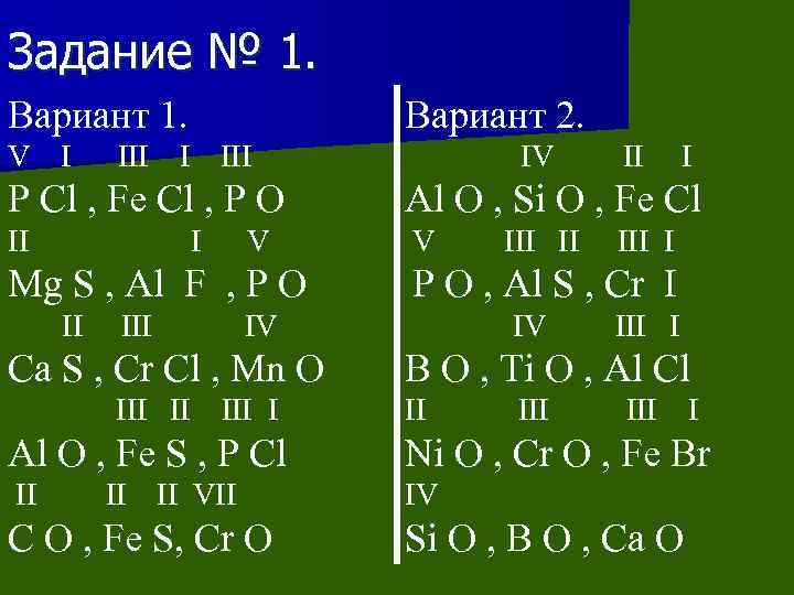 Задание № 1. Вариант 1. V I III Вариант 2. I III IV II
