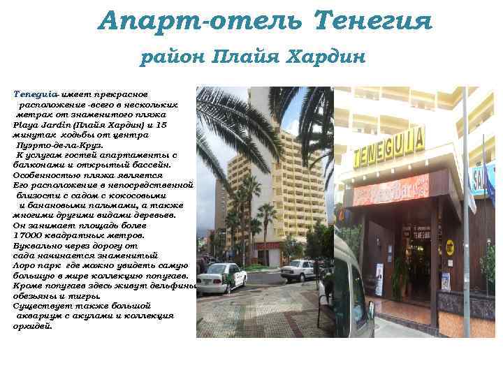 Апарт-отель Тенегия район Плайя Хардин Teneguia имеет прекрасное – расположение -всего в нескольких метрах