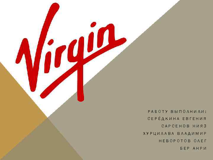 РАБОТУ ВЫПОЛНИЛИ: СЕРЁДКИНА ЕВГЕНИЯ САРСЕНОВ НИЯЗ ХУРЦИЛАВА ВЛАДИМИР НЕВОРОТОВ ОЛЕГ БЕР АНРИ 