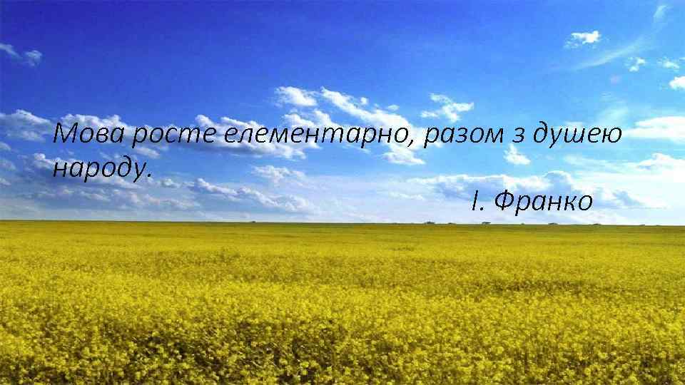 Мова росте елементарно, разом з душею народу. І. Франко 