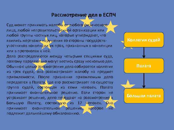 Рассмотрение дел в ЕСПЧ Суд может принимать жалобы от любого физического лица, любой неправительственной