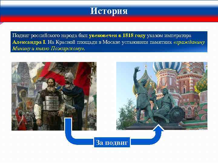 История Подвиг российского народа был увековечен в 1818 году указом императора Александра I. На