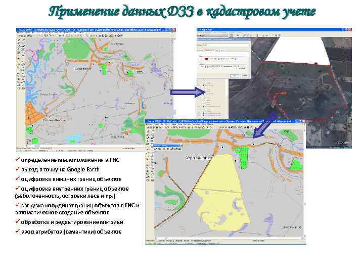 Применение данных ДЗЗ в кадастровом учете ü определение местоположения в ГИС ü выезд в