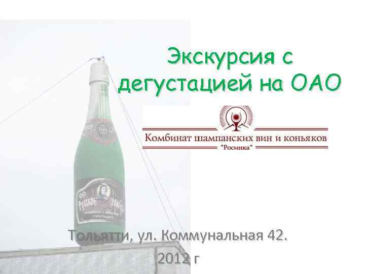 Экскурсия с дегустацией на ОАО Тольятти, ул. Коммунальная 42. 2012 г 